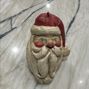 House of Hatten • Vintage Blue Eyed Santa Claus Bust Christmas Ornament 1988